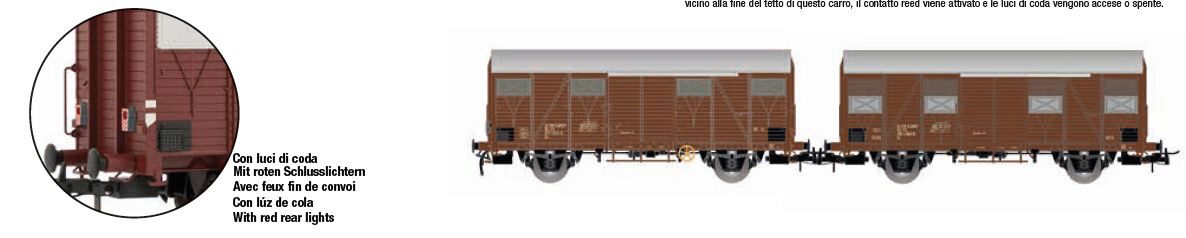 Rivarossi HR6645 FS 2 Gs gedeckte Güterwagen  ein Wagen mit Schlusslicht  Ep. IV